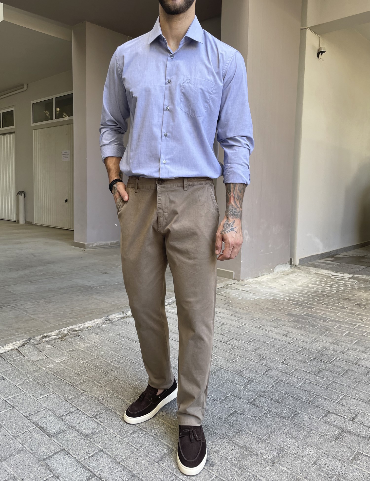 Αντρικό πούρο υφασμάτινο παντελόνι με λάστιχο στην μέση BO1748P φωτογραφία